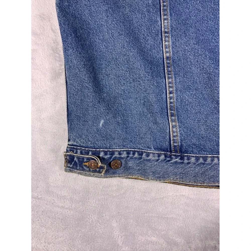 Vintage 90s Levi's Mens XL Blue Denim Trucker Jacket Adjustable Waist Tabs